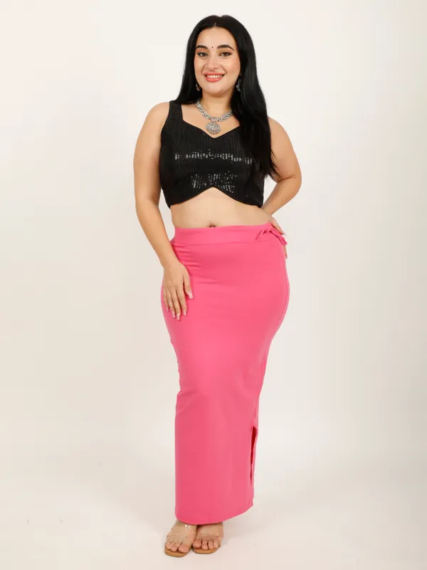 Dark_Pink_Cotton_Saree_Shapewear_For_Women_&_Girls