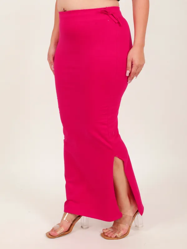Magenta_Cotton_Saree_Shapewear_For_Women_&_Girls