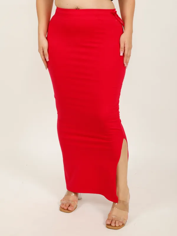 Red_Cotton_Saree_Shapewear_For_Women_&_Girls