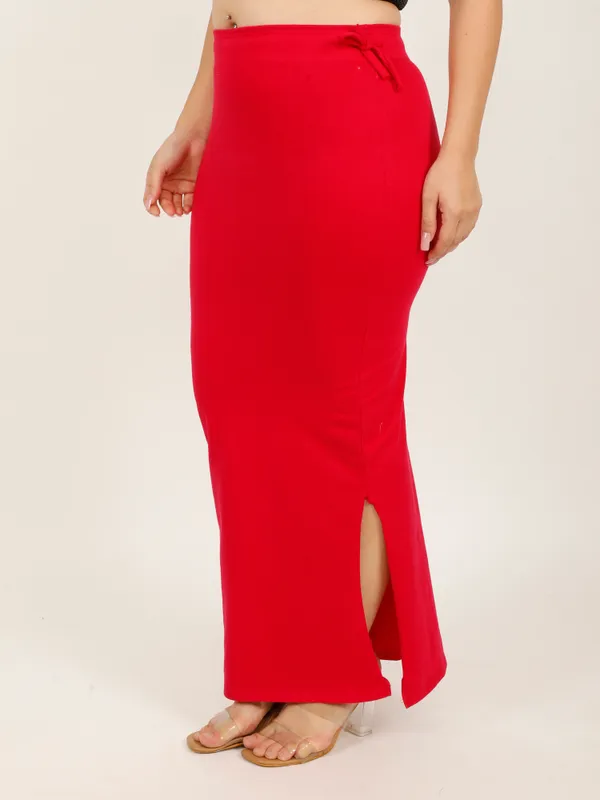 Red_Cotton_Saree_Shapewear_For_Women_&_Girls