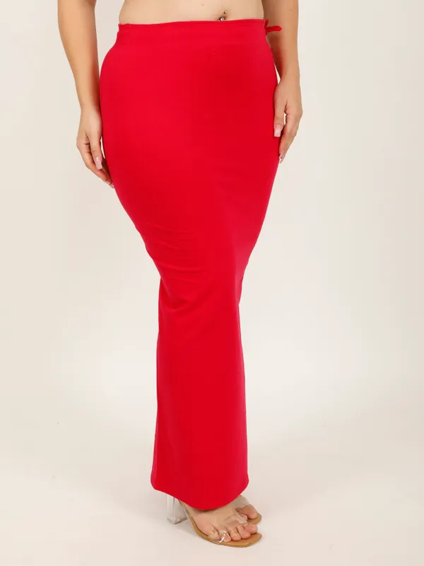 Red_Cotton_Saree_Shapewear_For_Women_&_Girls