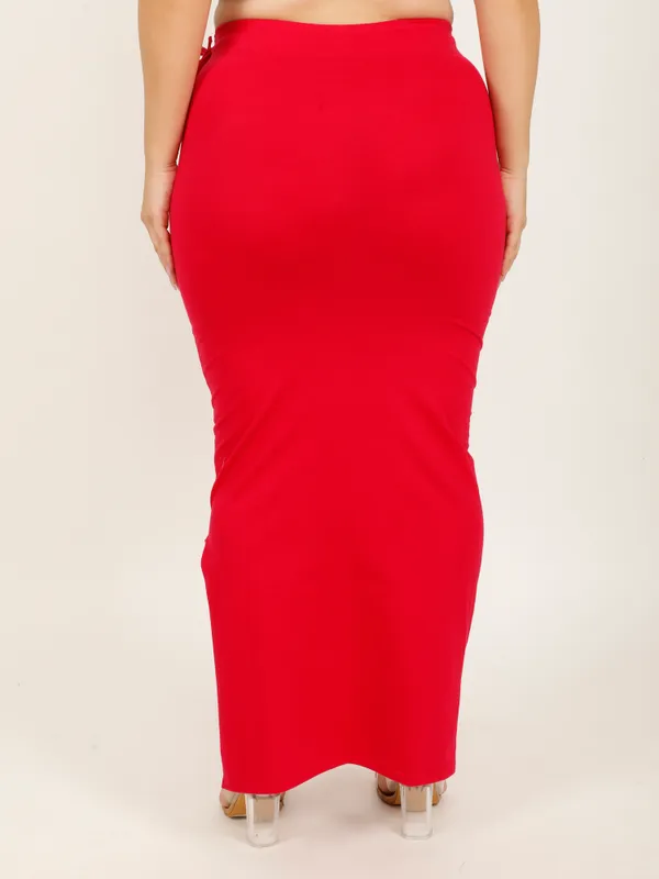 Red_Cotton_Saree_Shapewear_For_Women_&_Girls