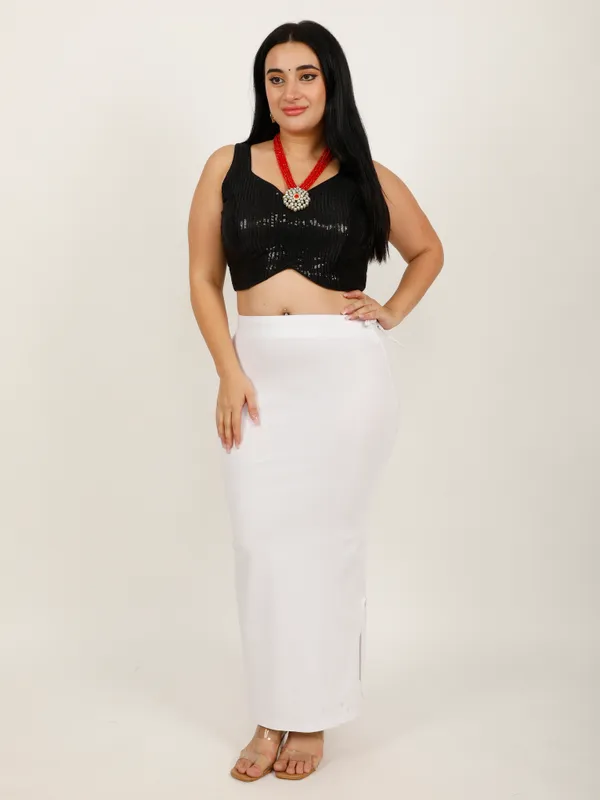 White_Cotton_Saree_Shapewear_For_Women_&_Girls
