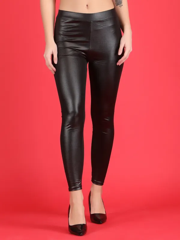 Black_Polyester_Leather_Pants_For_Women_&_Girls