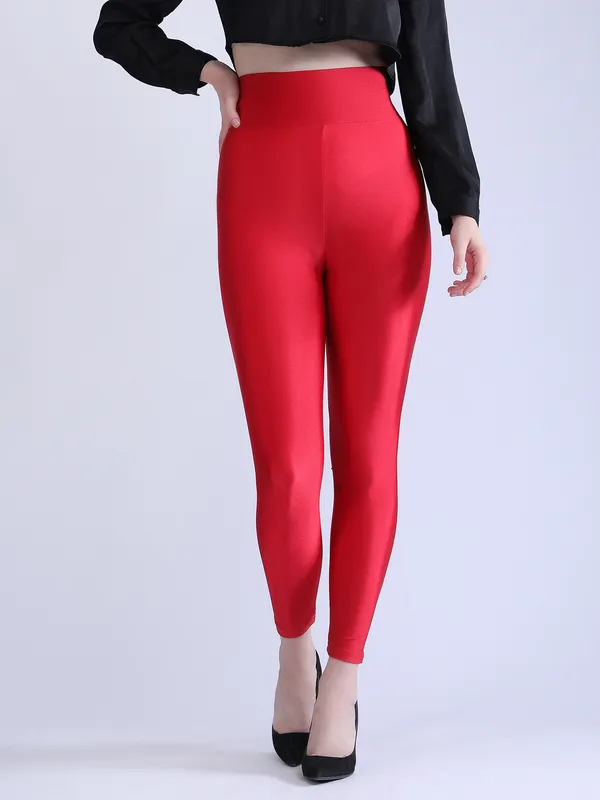 Red_Premium_Luxe_Shimmer_High_Waist_Broad_Belt_Glossy_Leggings_For_Women_&_Girls