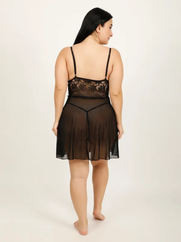 Black_Power_Net_Baby_Doll_Lingerie_For_Women_&_Girls