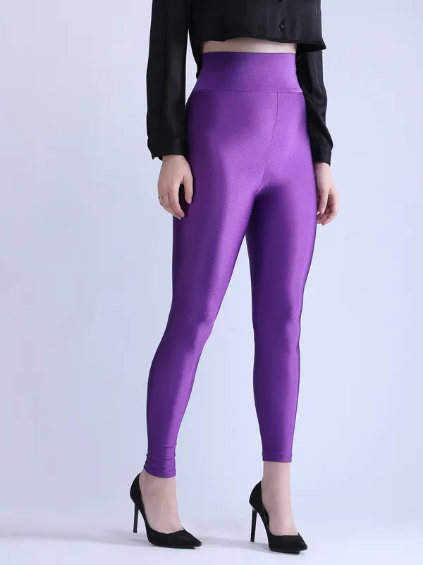 Purple_Premium_Luxe_Shimmer_High_Waist_Broad_Belt_Glossy_Leggings_For_Women_&_Girls