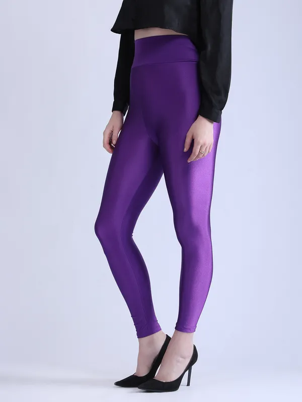 Purple_Premium_Luxe_Shimmer_High_Waist_Broad_Belt_Glossy_Leggings_For_Women_&_Girls