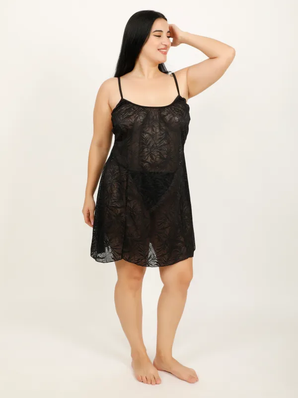 Black_Power_Net_Baby_Doll_Lingerie_For_Women_&_Girls