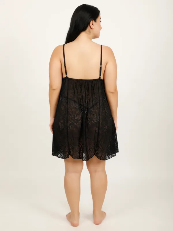 Black_Power_Net_Baby_Doll_Lingerie_For_Women_&_Girls