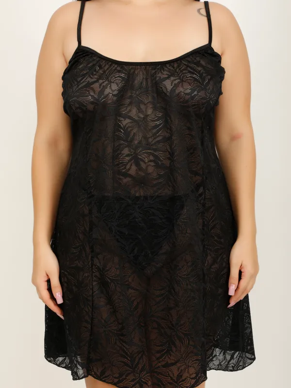 Black_Power_Net_Baby_Doll_Lingerie_For_Women_&_Girls