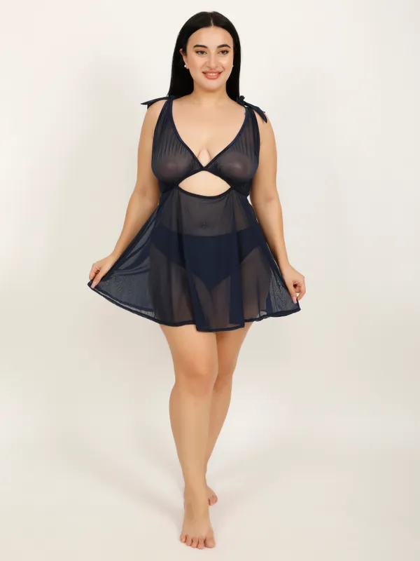 Navy_Blue_Power_Net_Baby_Doll_Lingerie_For_Women_&_Girls