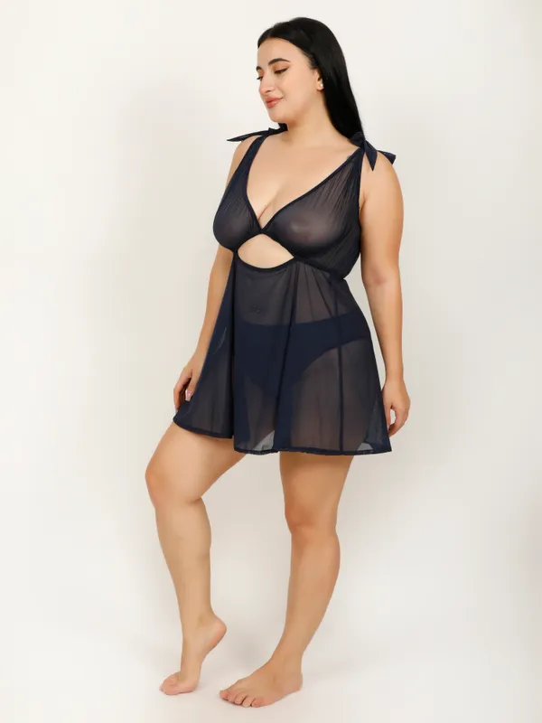 Navy_Blue_Power_Net_Baby_Doll_Lingerie_For_Women_&_Girls