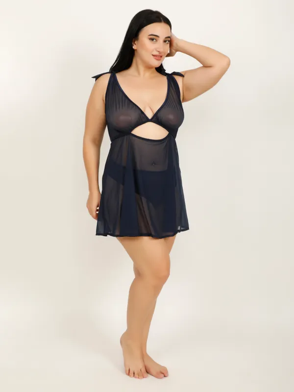 Navy_Blue_Power_Net_Baby_Doll_Lingerie_For_Women_&_Girls