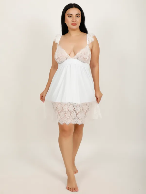 White_Power_Net_Baby_Doll_Lingerie_For_Women_&_Girls