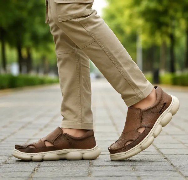 1060_brown_-_Men’s_Premium_Brown_Comfort_Casual_Slip-On_Sandals