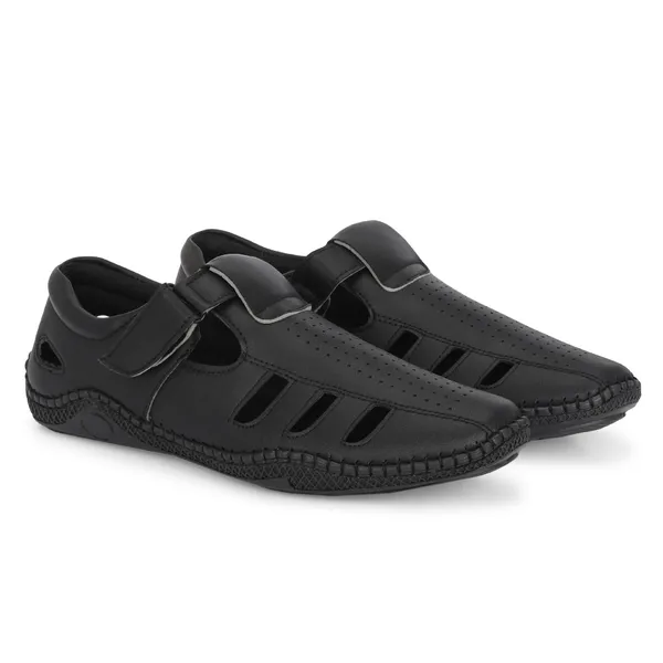 KASTAVA_Premium_Cushioned_Fisherman_Men_Sandals_(Black)