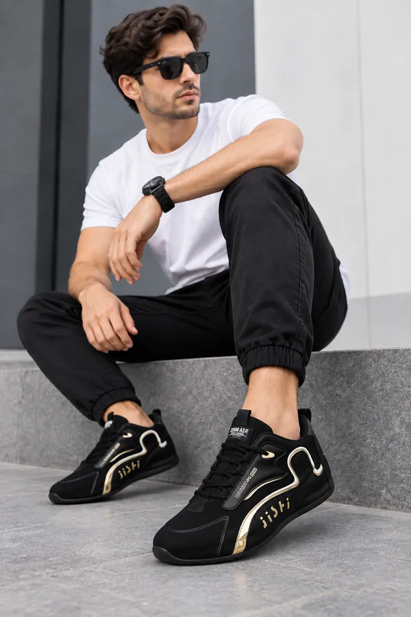 888_Men’s_White_&_Black_Casual_Sneakers_with_Gold_Accent