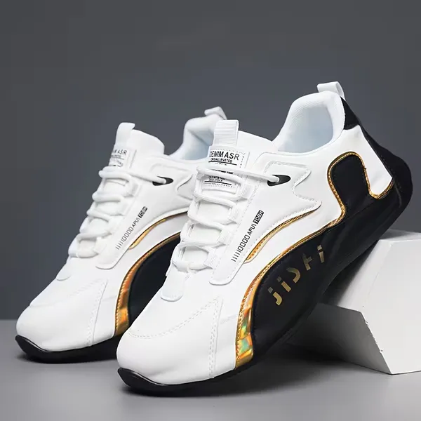 888_Men’s_White_&_Black_Casual_Sneakers_with_Gold_Accent