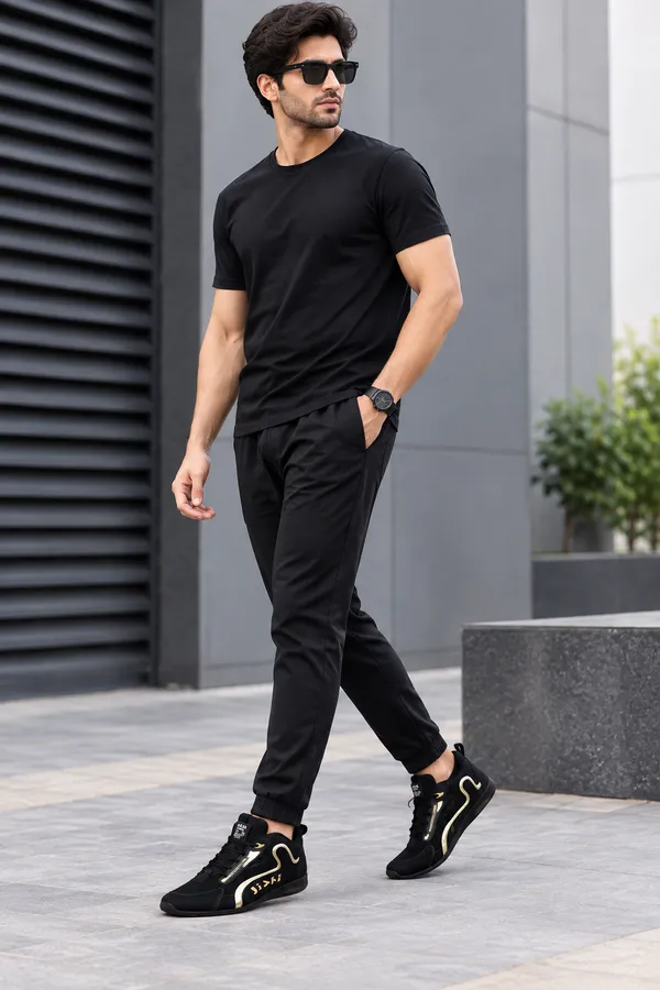 888_Men’s_White_&_Black_Casual_Sneakers_with_Gold_Accent