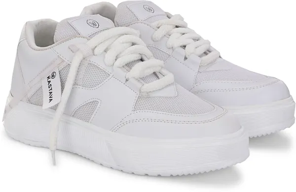 White_Synthetic_Leather_Lace-Ups_Casuals_Shoes_For_Men