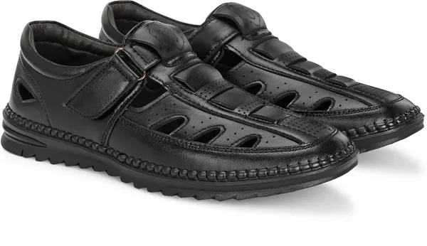 KASTAVA_Premium_Cushioned_Fisherman_Men_Sandals_(Black)