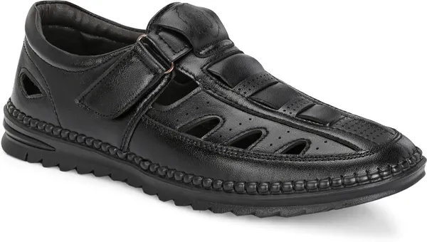 KASTAVA_Premium_Cushioned_Fisherman_Men_Sandals_(Black)