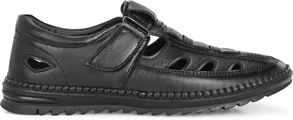 KASTAVA_Premium_Cushioned_Fisherman_Men_Sandals_(Black)
