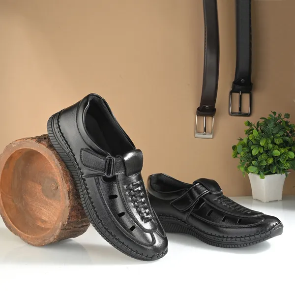 KASTAVA_Premium_Cushioned_Fisherman_Men_Sandals_(Black)