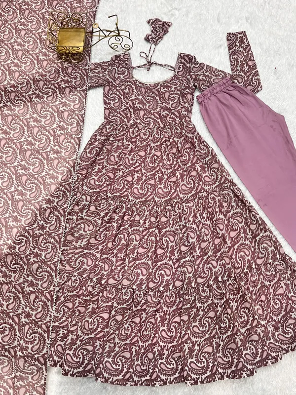 Brown_Soft_Georgette_Digital_Printed_Long_Anarkali_Gown_With_Dupatta
