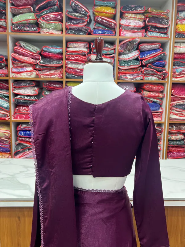Wine_Velvet_Marble_Saree_For_Women