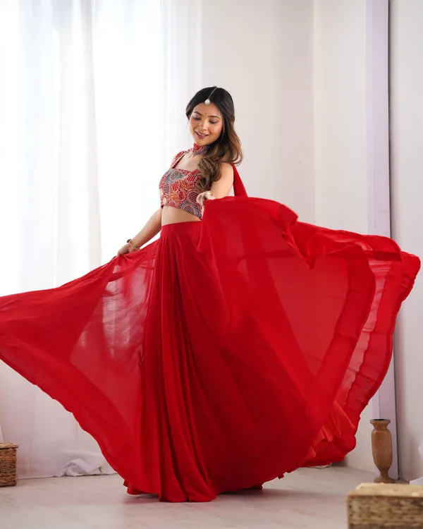 Red_Pure_Soft_Georgette_Huge_Flare_Lehenga_Set_With_Dupatta