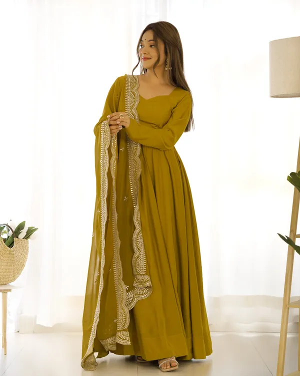 Mustard_Pure_Roman_Silk_Chanderi_Huge_Flare_Anarkali_Suit_Set_With_Dupatta