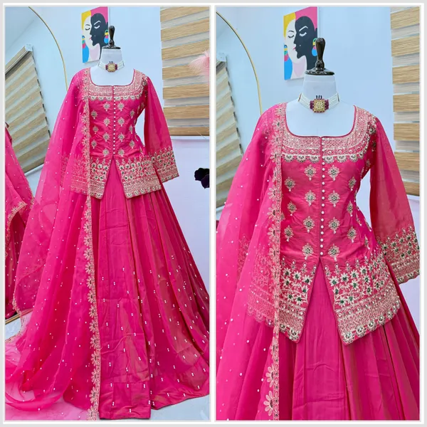 Pink_Silk_&_Synthetic_Huge_Flare_Lehenga_Set_With_Dupatta