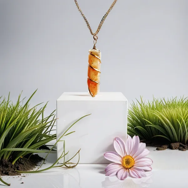 Orange_Natural_Sunstone_Crystal_Pencil_Pendant_For_Unisex