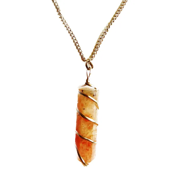Orange_Natural_Sunstone_Crystal_Pencil_Pendant_For_Unisex