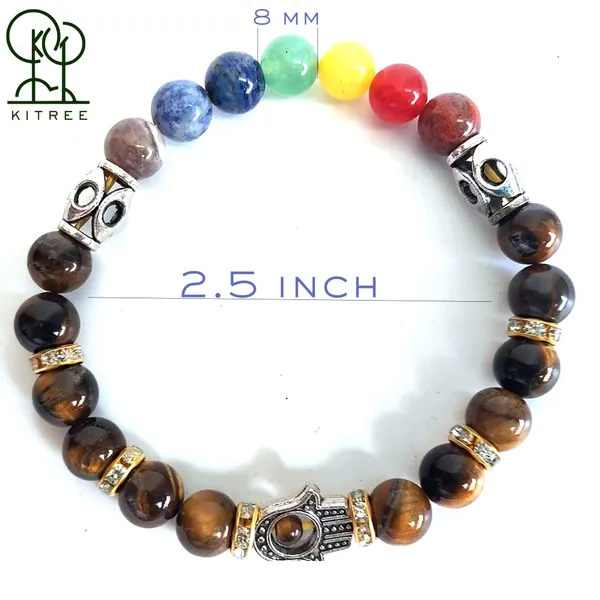 Multicolor_Natural_Tiger_Eye_And_Seven_Chakras_Bracelet_For_Unisex