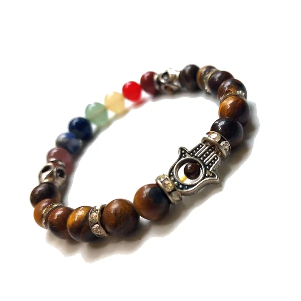 Multicolor_Natural_Tiger_Eye_And_Seven_Chakras_Bracelet_For_Unisex