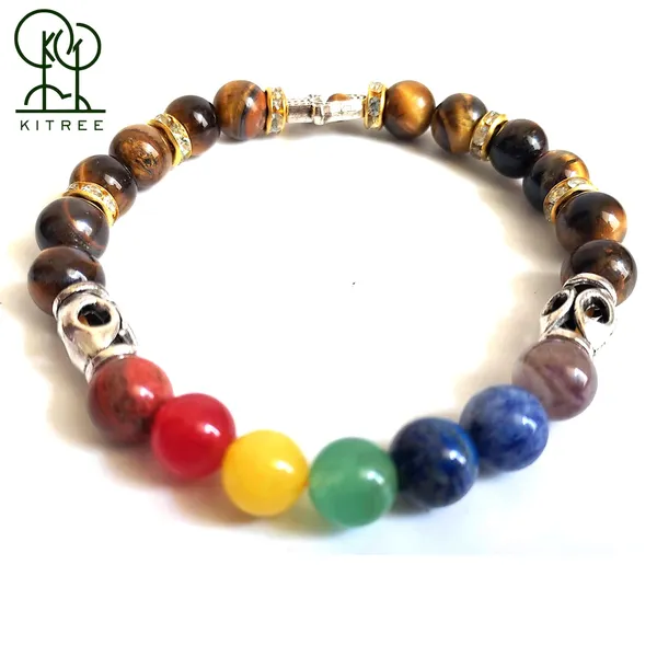 Multicolor_Natural_Tiger_Eye_And_Seven_Chakras_Bracelet_For_Unisex