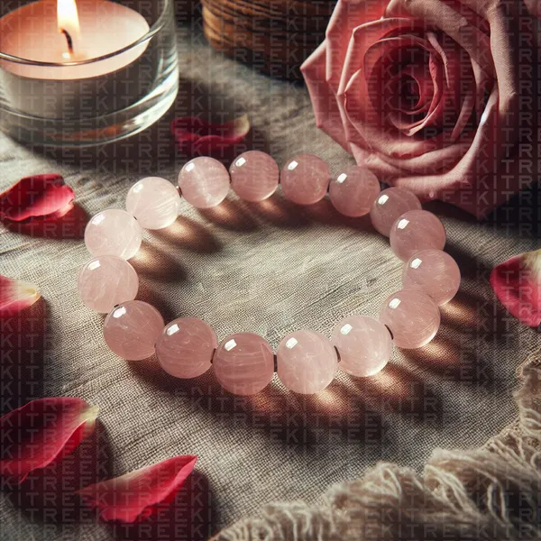 Light_Pink_Natural_Rose_Quartz_Crystal_Bracelet_For_Unisex
