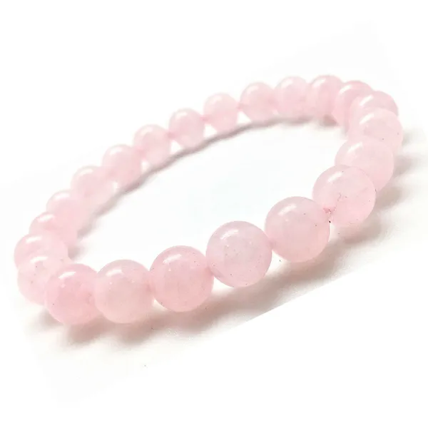 Light_Pink_Natural_Rose_Quartz_Crystal_Bracelet_For_Unisex