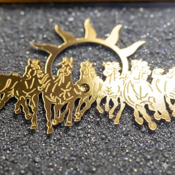 7_Horses_on_Raw_Pyrite_Frame