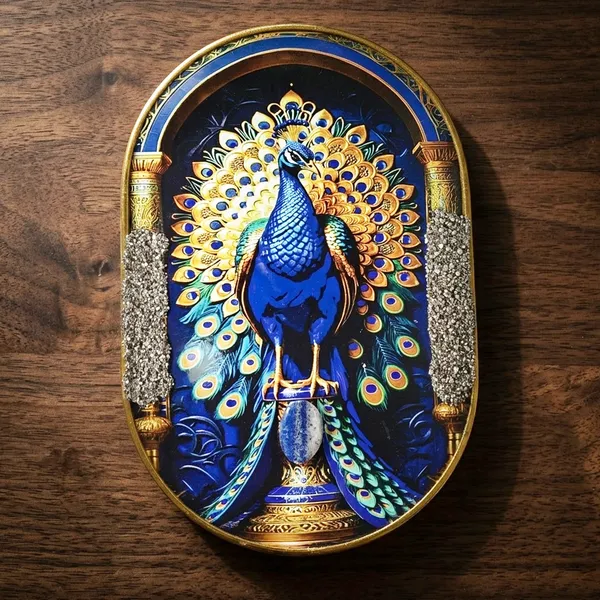 Kitree_Premium_Peacock_Pyrite_And_Lapis_Lazuli_Crystal_Frame_â€“_Capsule_Shape_(19_x_28_Cm)