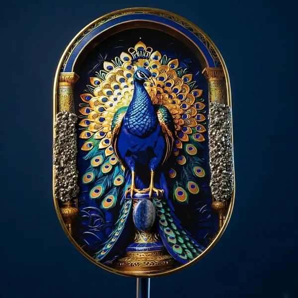 Kitree_Premium_Peacock_Pyrite_And_Lapis_Lazuli_Crystal_Frame_â€“_Capsule_Shape_(19_x_28_Cm)