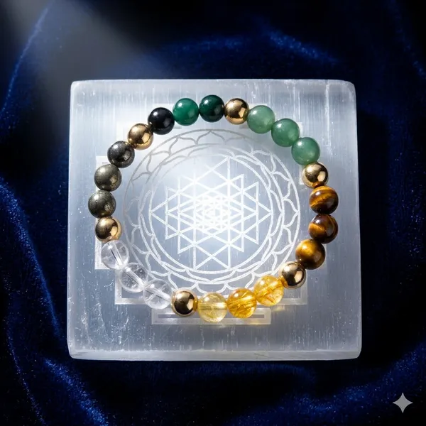 Natural_Dhanyog_crystal_Bracelet_with_Selenite_plate_Combo