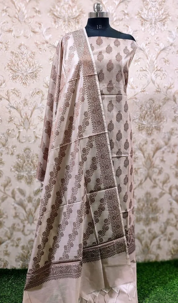 White_Chanderi_Silk_Resham_Mina_Buta_Suit_Dupatta_With_Bottom