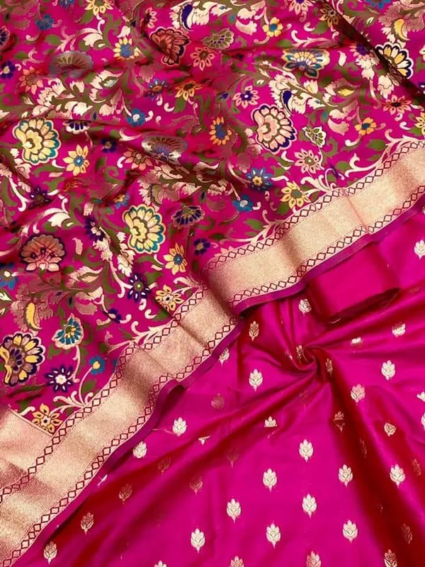 Baby_Pink_Banarasi_Katan_Silk_Zari_Buti_Suit_With_Silk_Minakari_Dupatta_&_Plain_Bottom