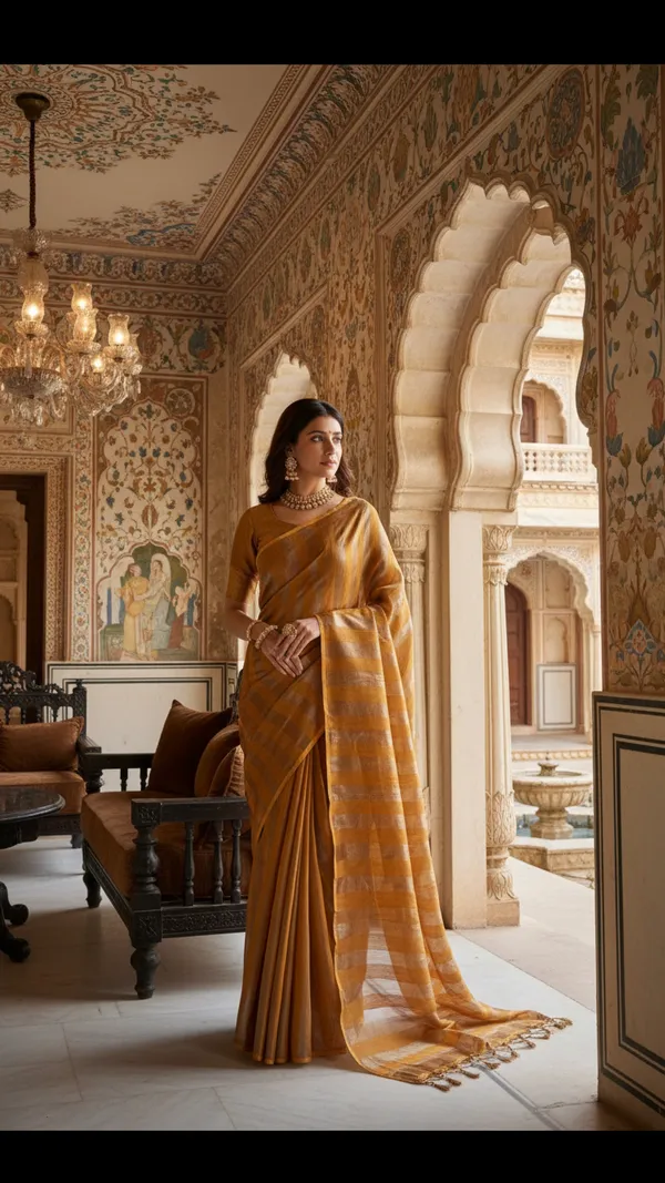 EXCLUSIVE_BANARASI_CHANDERI_SILK_SAREE_WITH_BEAUTIFULL_ZARI_STRIPES._SAREE_LENGTH_6.5_MTR_