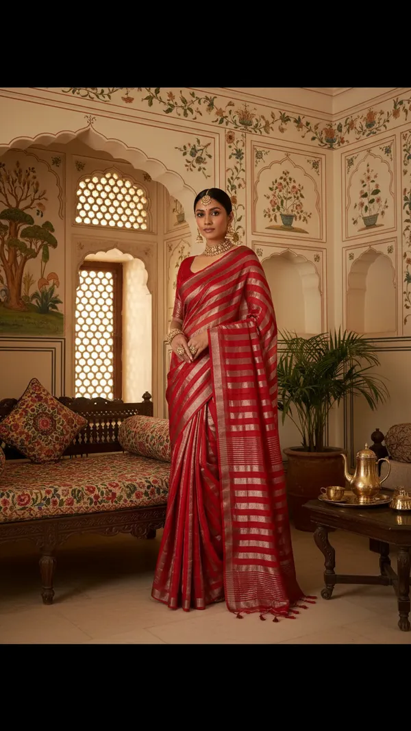 EXCLUSIVE_BANARASI_CHANDERI_SILK_SAREE_WITH_BEAUTIFULL_ZARI_STRIPES._SAREE_LENGTH_6.5_MTR_