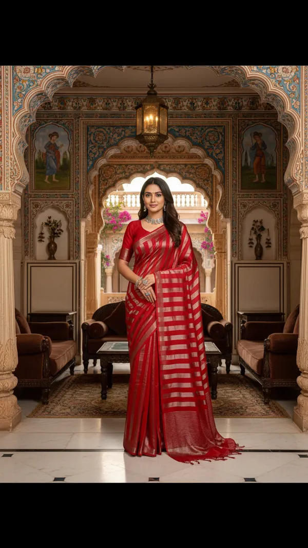 EXCLUSIVE_BANARASI_CHANDERI_SILK_SAREE_WITH_BEAUTIFULL_ZARI_STRIPES._SAREE_LENGTH_6.5_MTR_